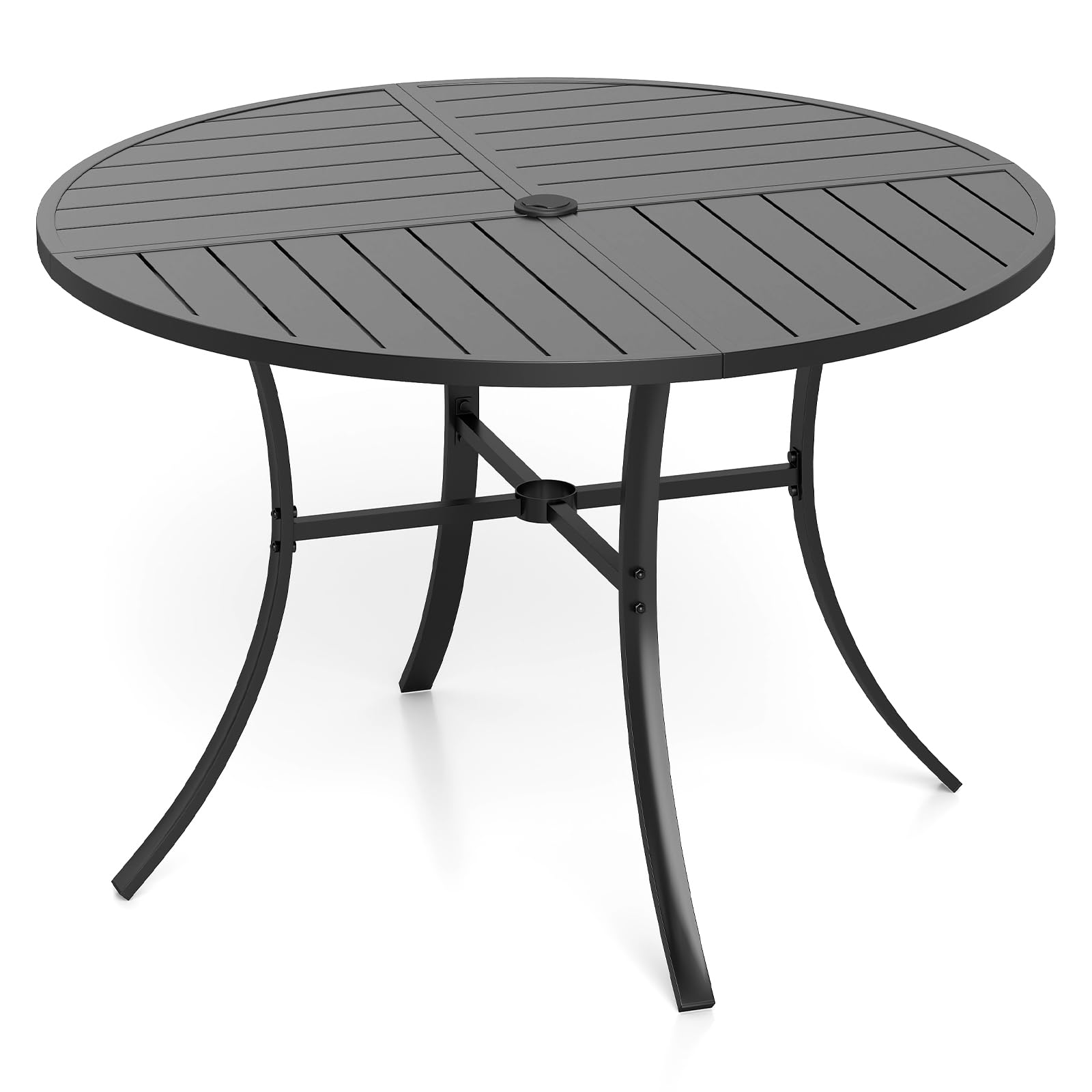 Tangkula 42.5" Round Metal Patio Dining Table for 4